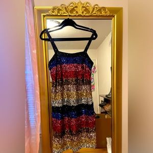 Sequined Striped Multi-Color Dress